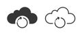 Backup icon simple vector graphic set, back up cloud arrow rotation pictogram line stroke outline symbol logo ui element, change