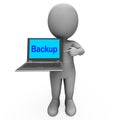 Backup Laptop And Character Shows Archiving Back Up And Storing Royalty Free Stock Photo