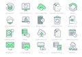 Backup line icons. Vector illustration with minimal icon - recovery data, laptop, system crash repair, database, cloud