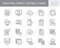 Backup line icons. Vector illustration with minimal icon - recovery data, laptop, system crash repair, database, cloud