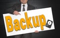 Backup poster is held by businessman Royalty Free Stock Photo