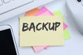 Backup save data on computer technology desk