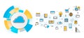 Backup saving cloud service header banner in circles element