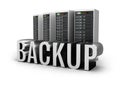Backup servers and word concept over white Royalty Free Stock Photo