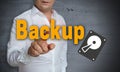 Backup is shown by man concept Royalty Free Stock Photo