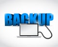 Backup sign connected to a laptop. illustration