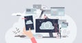 Backup system with cloud data storage for safe recovery tiny person concept