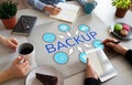 Backup user data security recovery internet technology concept on office desktop. Royalty Free Stock Photo