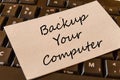 Backup your computer text concept