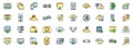 Backups icons set vector color line
