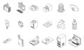 Backups icons set vector outline Royalty Free Stock Photo