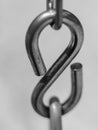 Backward. Stainless steel S shaped Hook. S hook chain. Smooth swivel hook for hanging Royalty Free Stock Photo