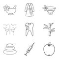 Backwash icons set, outline style