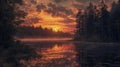 Backwoods lake at sunrise