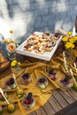 Backyard barbeque party at summer, elegant decoration, luxury catering Royalty Free Stock Photo