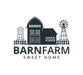 backyard barn farm house storage hangar with fence windmill and water torrent tower vector logo design Royalty Free Stock Photo