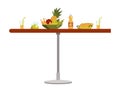 Backyard bbq grill design element. Table with fruit and drinks. Home backyard barbecue equipment. Vector cartoon Royalty Free Stock Photo