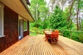 Backyard deck overlooking amazing nature landscape Royalty Free Stock Photo