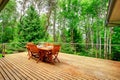 Backyard deck overlooking amazing nature landscape Royalty Free Stock Photo