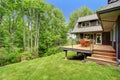 Backyard deck overlooking amazing nature landscape Royalty Free Stock Photo