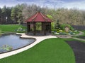 Backyard design ideas, 3d render