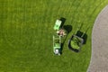 Backyard Garden Lawn Mowing and Maintenance Aerial View Royalty Free Stock Photo