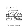 Backyard garden line icon. Editable illustration