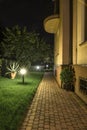 Backyard Garden Path at Night Royalty Free Stock Photo