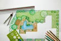 Backyard garden and pool design plan for villa Royalty Free Stock Photo