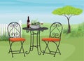 Backyard Garden Scene with Bistro Table