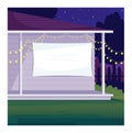 Backyard home cinema semi flat vector illustration