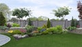 Backyard horticultural background, 3d render