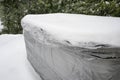 Backyard Hot Tub Covered and Winterized. Home maintenance and care Royalty Free Stock Photo
