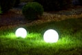 Backyard 2 light garden with lantern electric lamp with sphere diffuser.