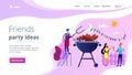 Backyard party concept landing page.