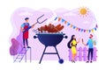 Backyard party concept vector illustration.