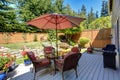 Backyard patio area with landscape Royalty Free Stock Photo
