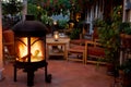 Backyard patio and fireplace