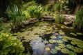 backyard pond with waterlilies, frogs, and dragonflies