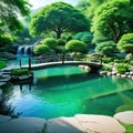 Backyard pool oasis featuring lush a and a creating a serene and refreshing escape from the summer heat