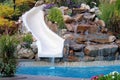 Backyard pool and slide Royalty Free Stock Photo