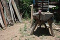 BACKYARD RUBBLE WITH CRUDE WORKBENCH