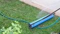 Backyard, tool of yard work planting a new sod grass Royalty Free Stock Photo