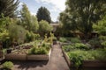 backyard with vegetable garden and fruit trees