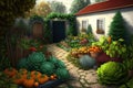 backyard vegetable garden with a mix of different vegetables, herbs and fruit