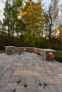 Backyard View with Concrete Pavers in Autumn Season Royalty Free Stock Photo