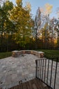 Backyard View with Concrete Pavers in Autumn Season Royalty Free Stock Photo