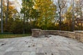 Backyard View with Concrete Pavers in Autumn Season Royalty Free Stock Photo