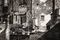 Backyards of old brick houses