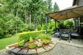 Backyrd gazebo with patio area Royalty Free Stock Photo
